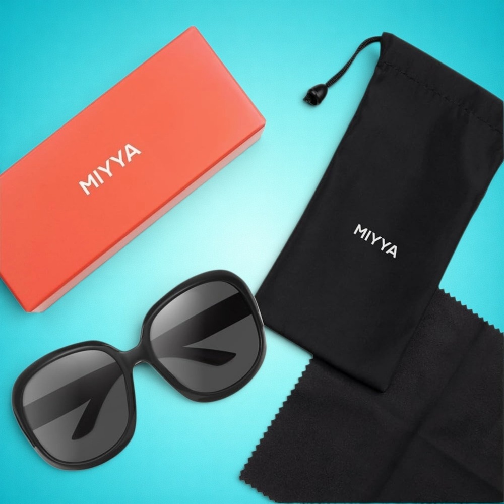 New‎ Women's Oversized Polarized Black Sunglasses - Picture 3 of 5